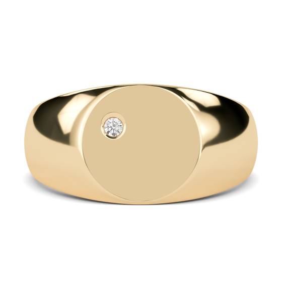Round Diamond Gents Oval Signet Ring