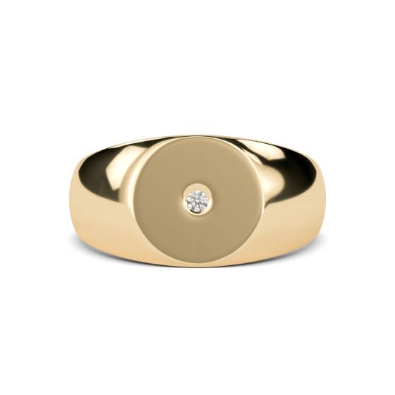 Round Diamond Gents Oval Signet Ring