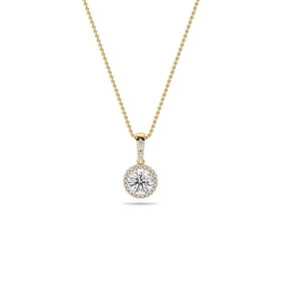 Round Diamond Single Halo Pendant