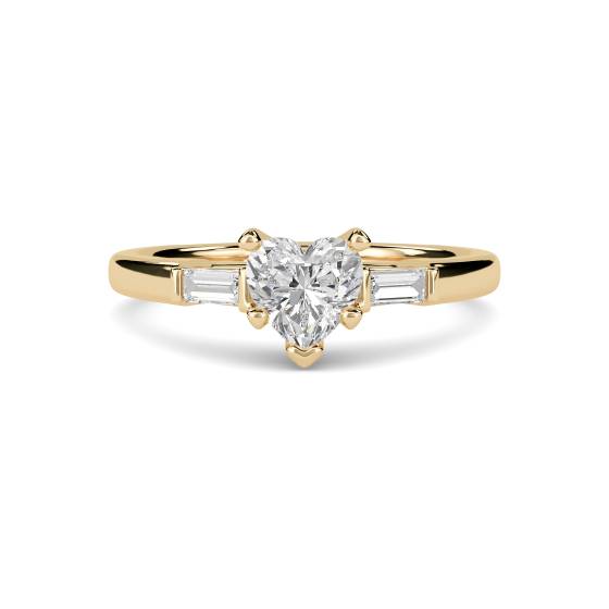 Modern Heart & Baguette Diamond Trilogy Ring