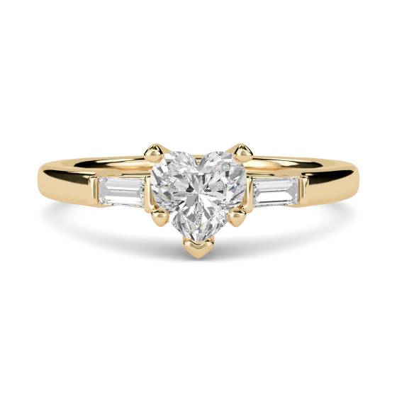 Modern Heart & Baguette Diamond Trilogy Ring