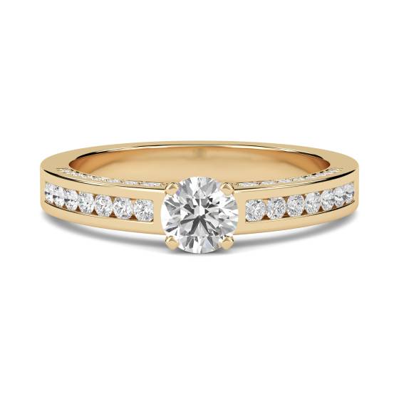 Round Diamond Shoulder Set Ring With Matching Band