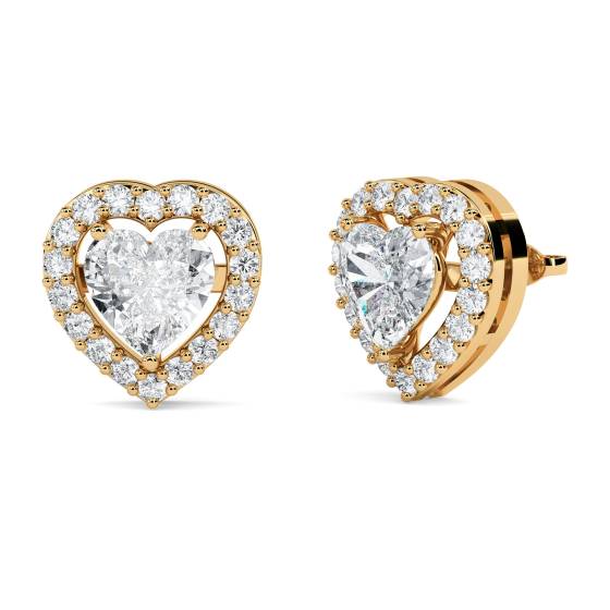 Heart Diamond Single Halo Earrings
