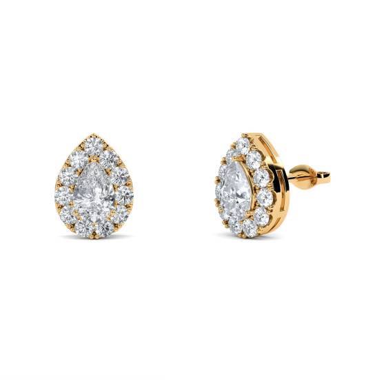 Pear Diamond Single Halo Earrings