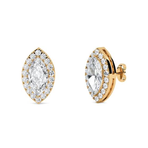 Marquise Diamond Single Halo Earrings