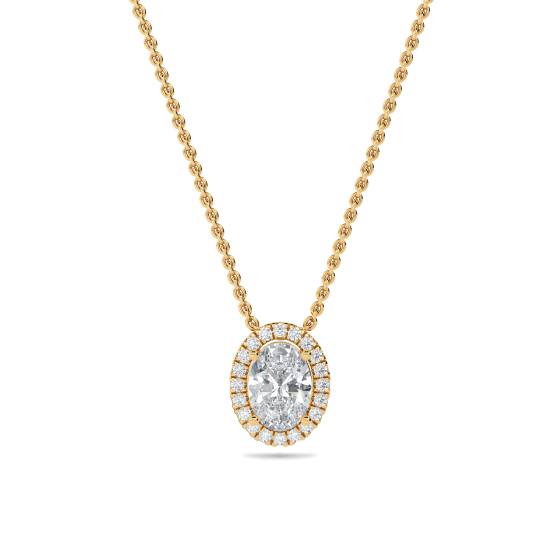 Oval Shaped Diamond Single Halo Pendant
