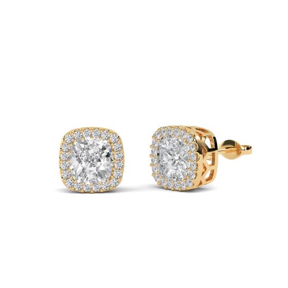 Cushion Diamond Single Halo Earrings