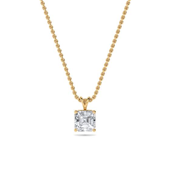 Modern Asscher Diamond Solitaire Pendant