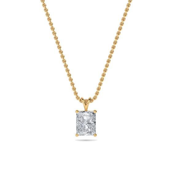 Modern Radiant Diamond Solitaire Pendant