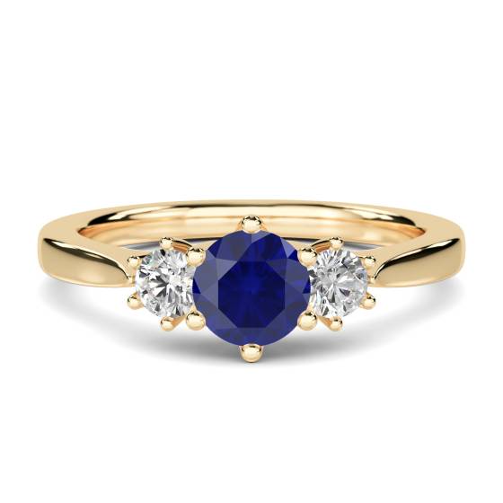 Elegant Blue Sapphire and Diamond Trilogy Ring