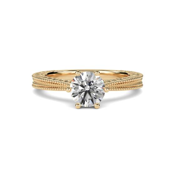 Unique Single Round Diamond Vintage Filgree Style Ring