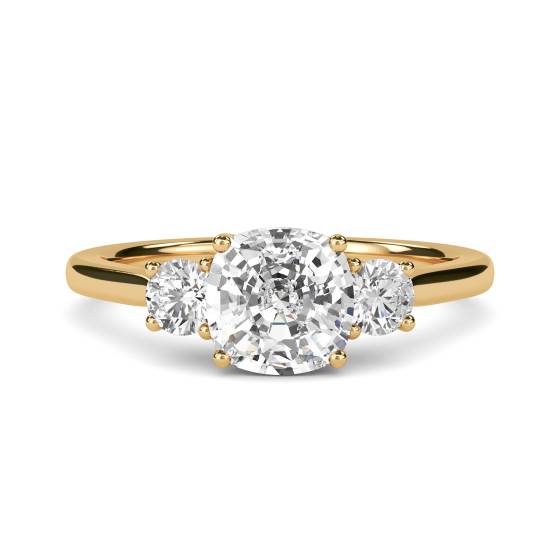 Unique Cushion & Round Diamond Trilogy Ring