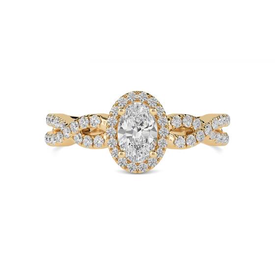 Oval Diamond Halo Shoulder Set Ring