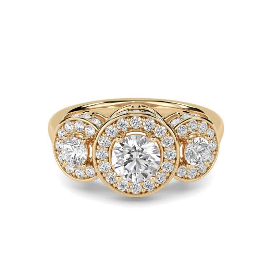 Round Diamond Bezel Set Designer Ring