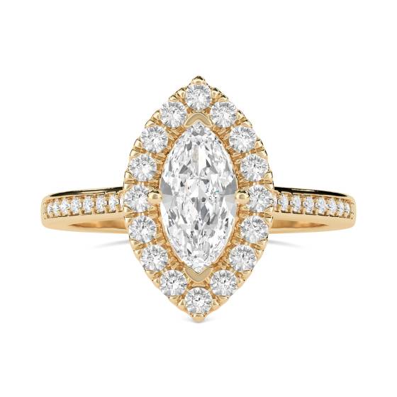 Marquise Diamond Single Halo Shoulder Set Ring