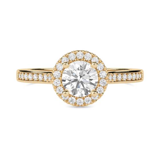 Round Diamond Single Halo Shoulder Set Ring