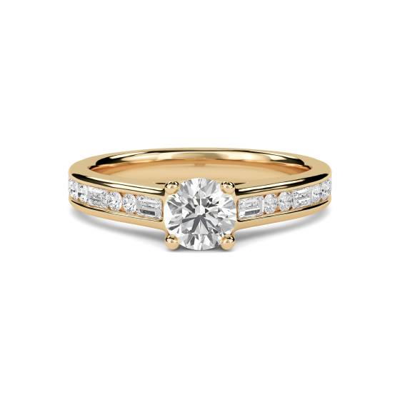 Round Diamond Shoulder Set Ring With Matching Band