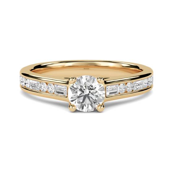 Round Diamond Shoulder Set Ring With Matching Band