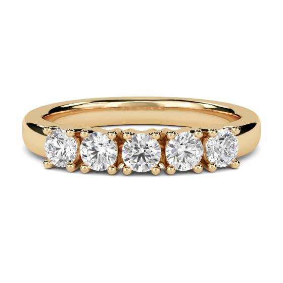 5 Stone Round Diamond Half Eternity Ring