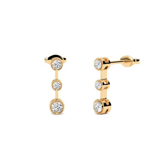 Elegant Round Diamond Drop Earrings