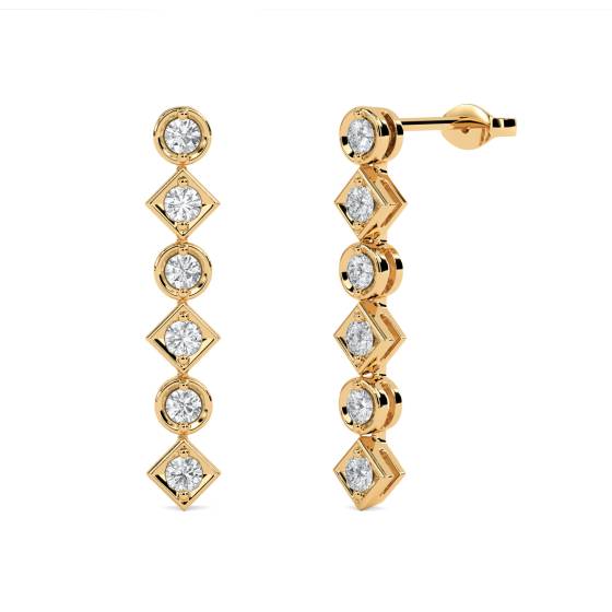 Elegant Round Diamond Drop Earrings
