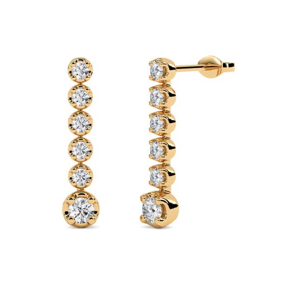 Elegant Round Diamond Drop Earrings
