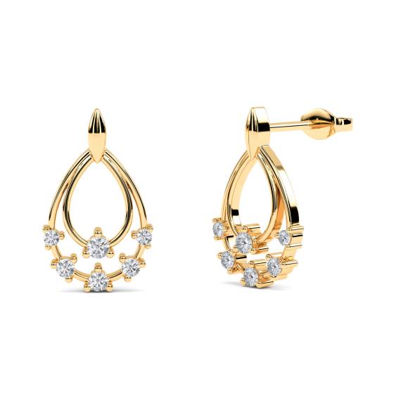 Elegant Round Diamond Drop Earrings