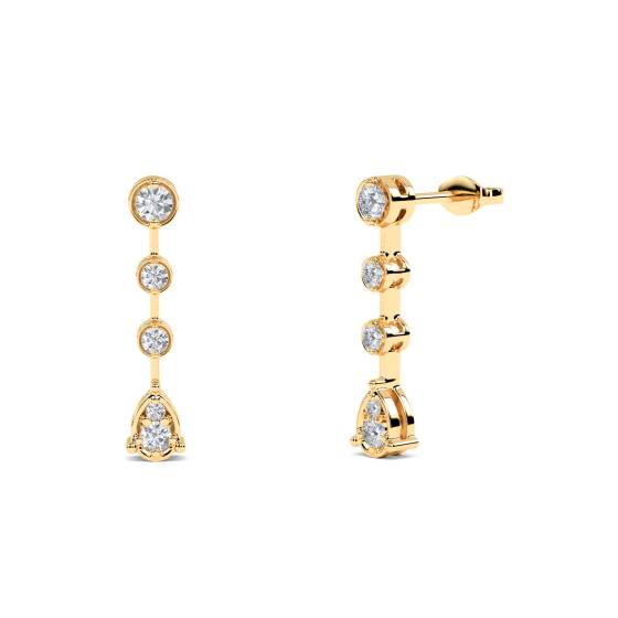Elegant Round Diamond Drop Earrings