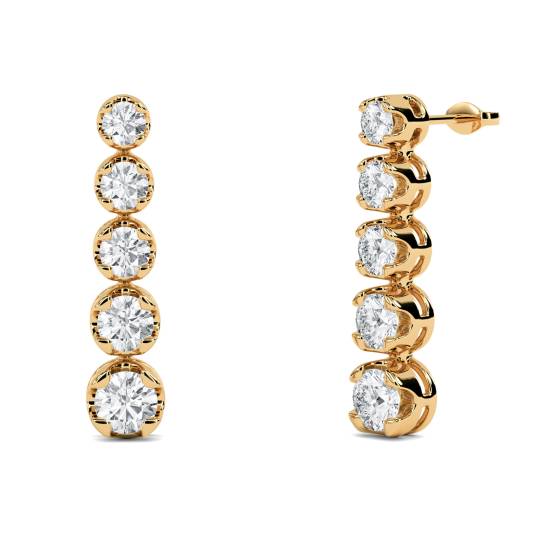 Elegant Round Diamond Drop Earrings