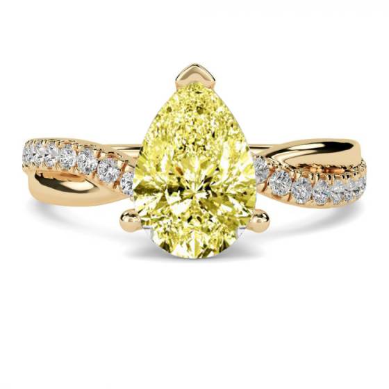 Fancy Yellow Pear Diamond Shoulder Set Ring
