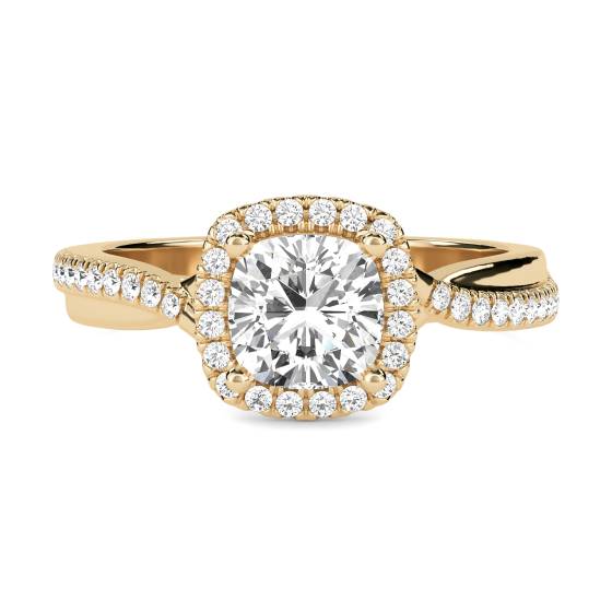 Cushion Diamond Single Halo Shoulder Set Ring