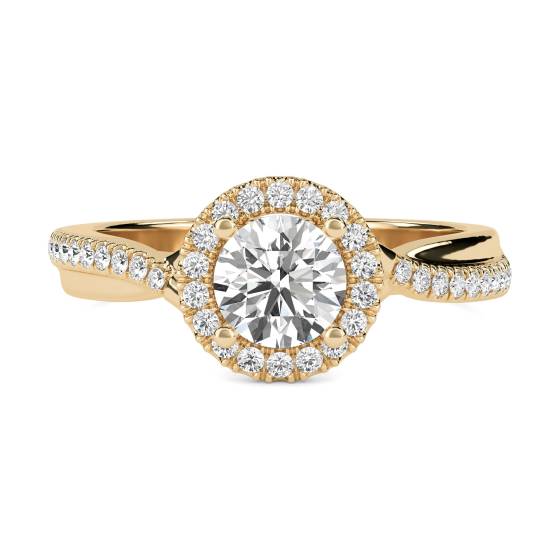 Round Diamond Single Halo Infinity Shoulder Set Ring