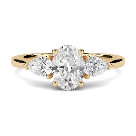 Traditional Oval and Pear Diamond Trilogy Ring