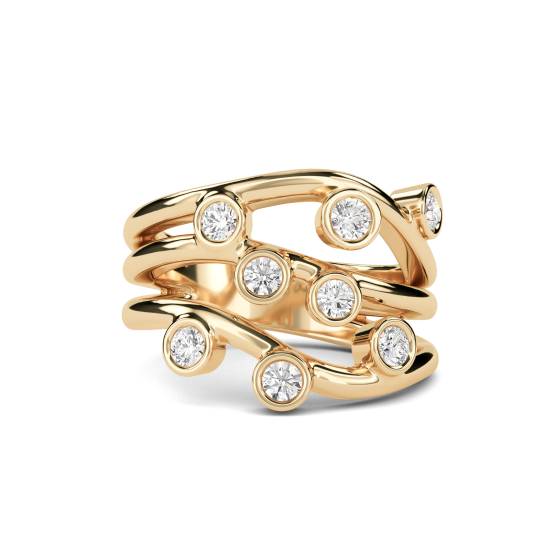 3 Round Diamond Bezel Set Stacking Dress Rings