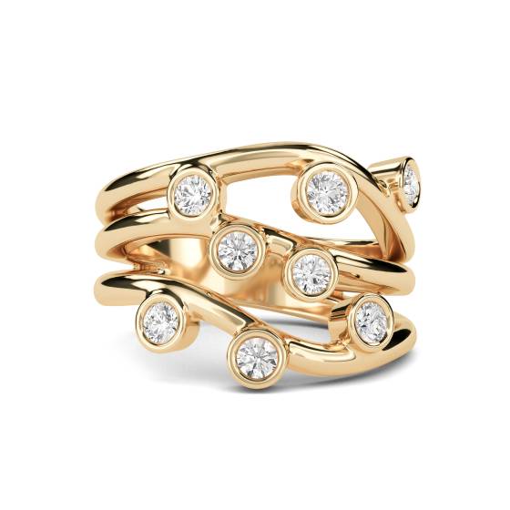 3 Round Diamond Bezel Set Stacking Dress Rings