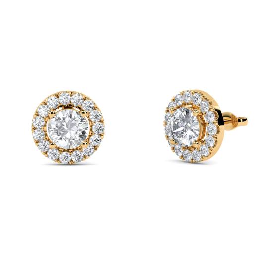 Round Diamond Single Halo Earrings