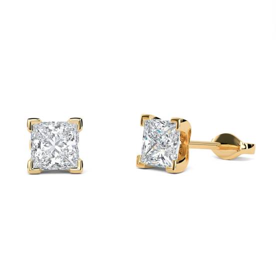 Four Corner Claw Princess Diamond Earrings