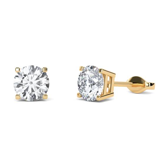 Squared Claw Round Diamond Designer Earrings