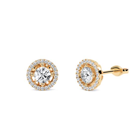 Round Diamond Single Halo Earrings