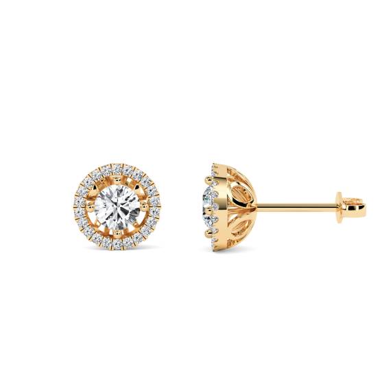 0.30ct Round Diamond Single Halo Earrings