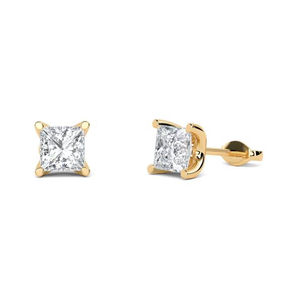 U Prong Princess Diamond Earrings