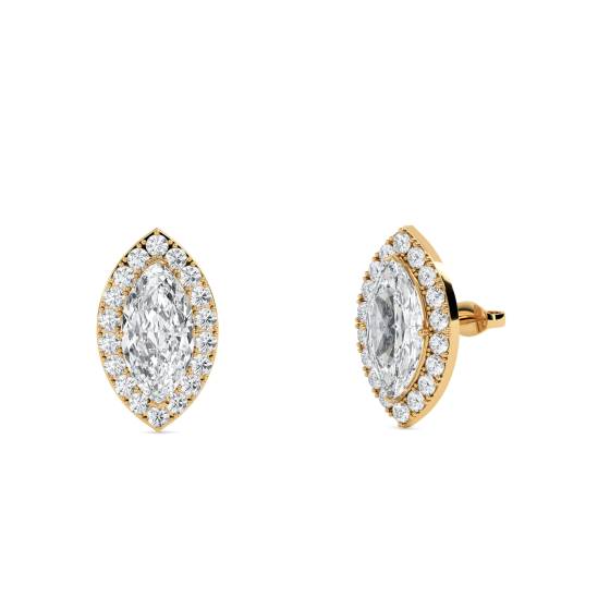 Marquise Diamond Single Halo Earrings