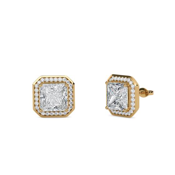 Princess Diamond Single Halo Earrings