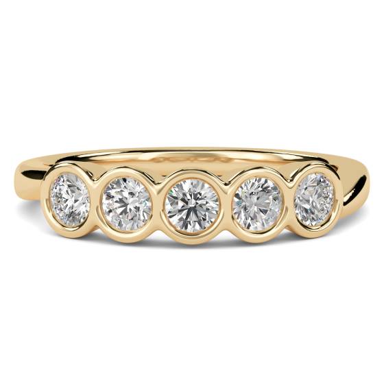 DHHET153 5 Stone Round Diamond Bezel Set Half Eternity Ring