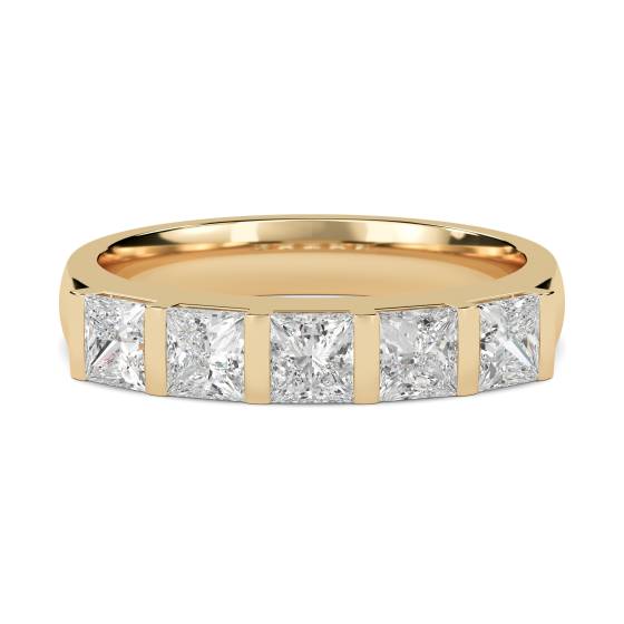 5 Stone Princess Diamond Half Eternity Ring