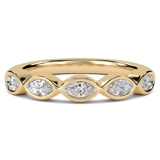 DHHET227 5 Stone Marquise Diamond Bezel Set Half Eternity Ring
