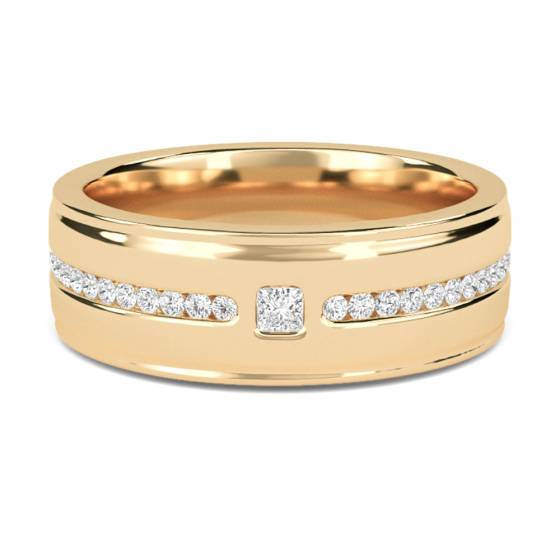 6.5mm Mens Princess and Round Diamond Ring