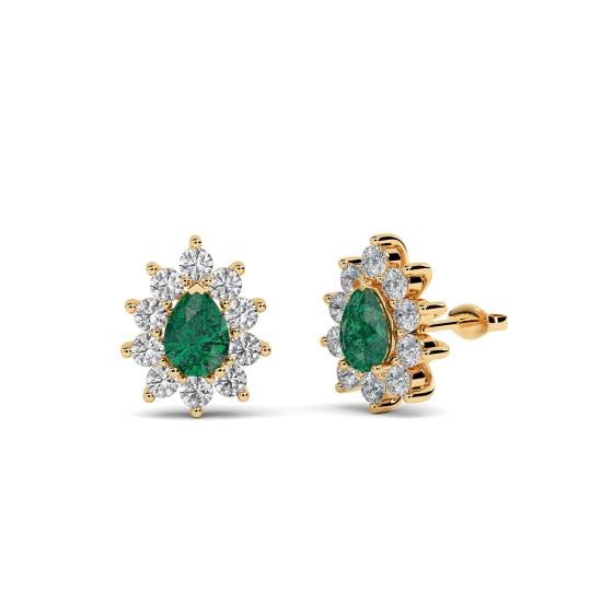 Emerald and Diamond Cluster Earrings