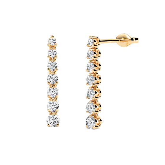 Modern Round Diamond Drop Earrings