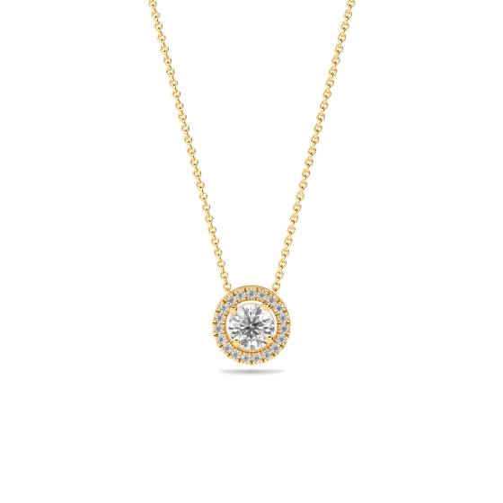 Round Diamond Single Halo Pendant